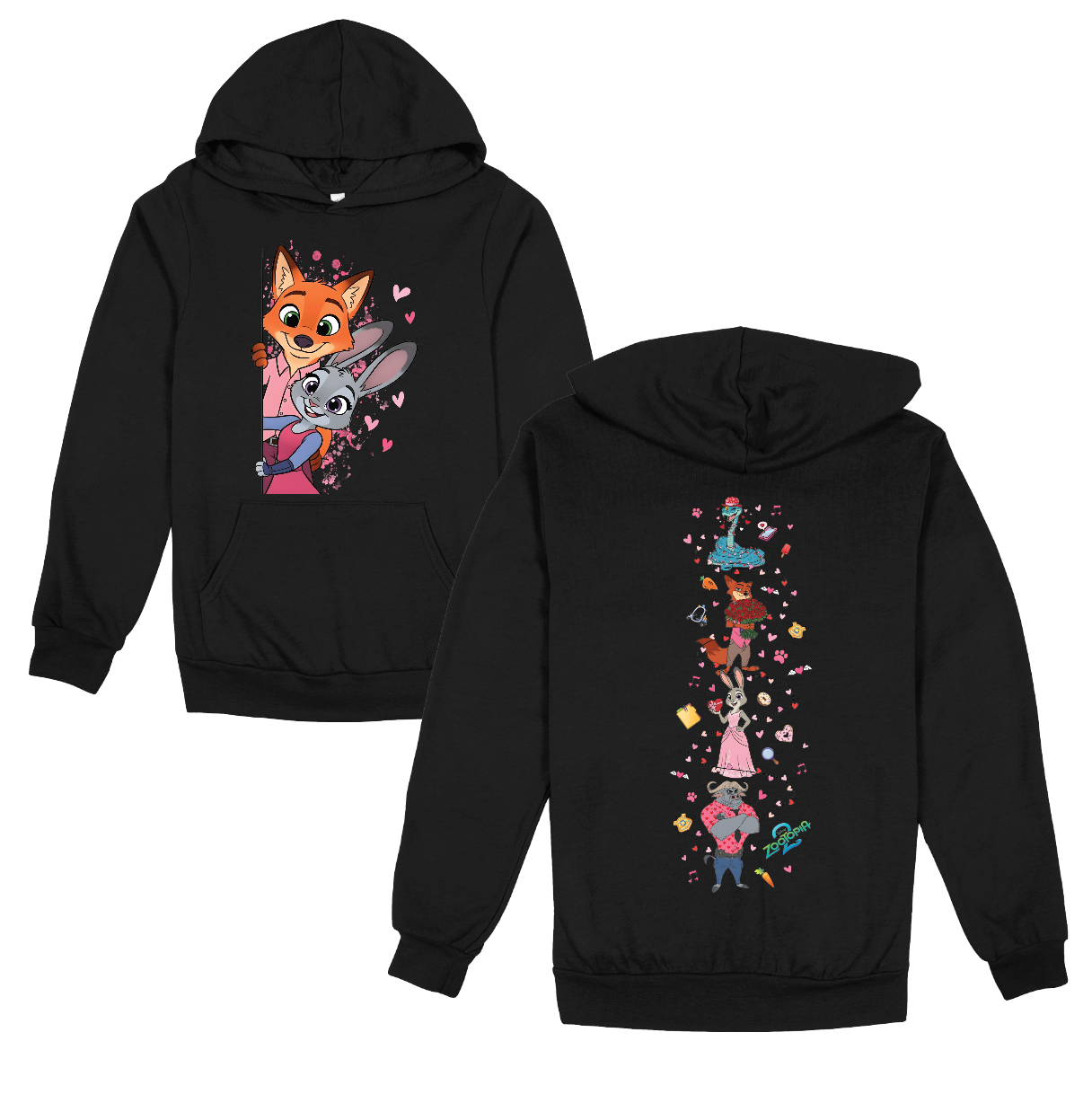 ZT Fox and Bunny Valentine Hoodie front/back