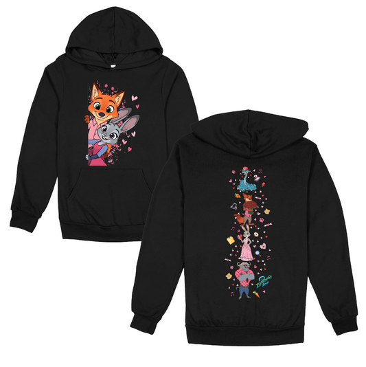 ZT Fox and Bunny Valentine Hoodie front/back