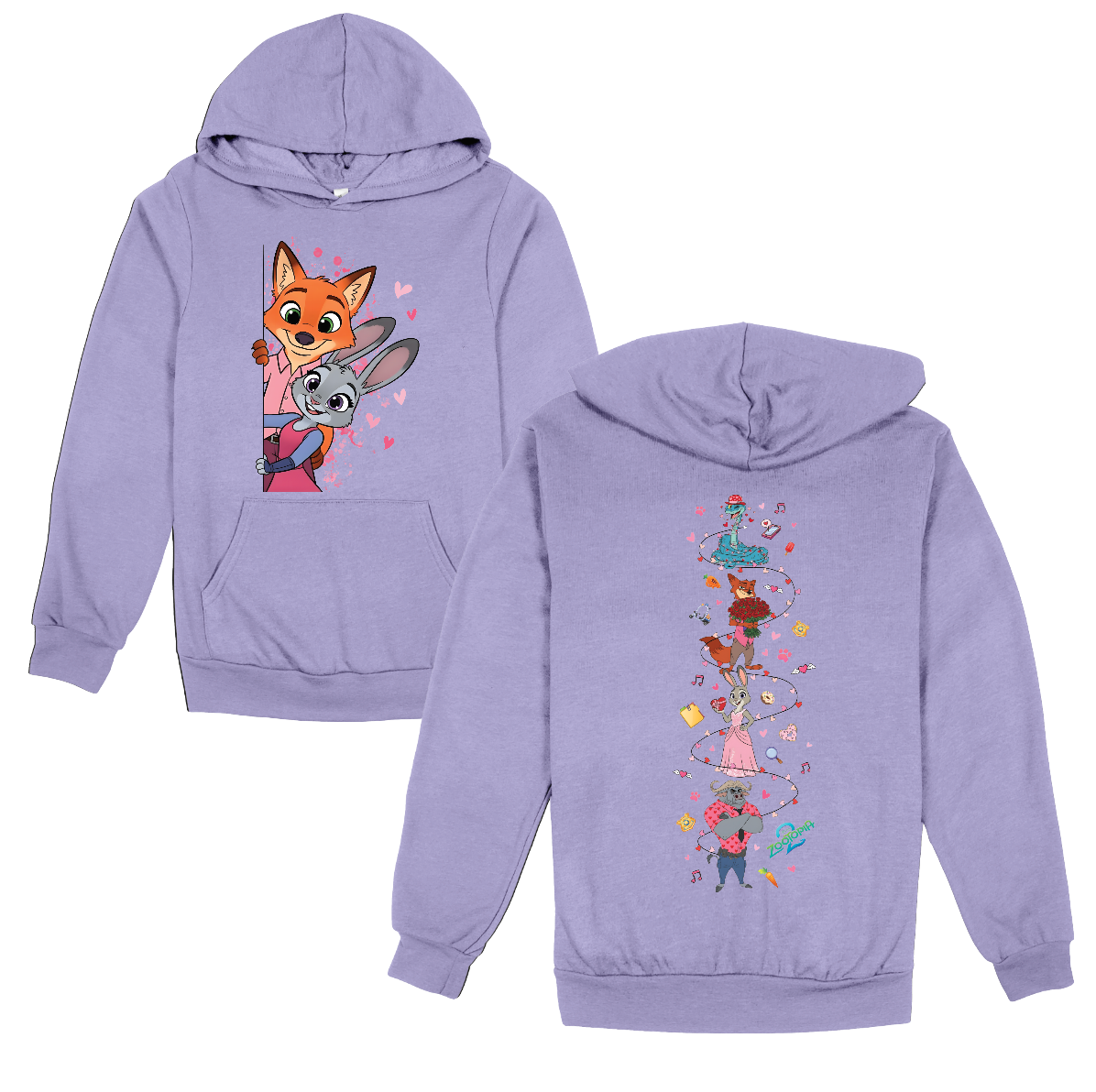 ZT Fox and Bunny Valentine Hoodie front/back